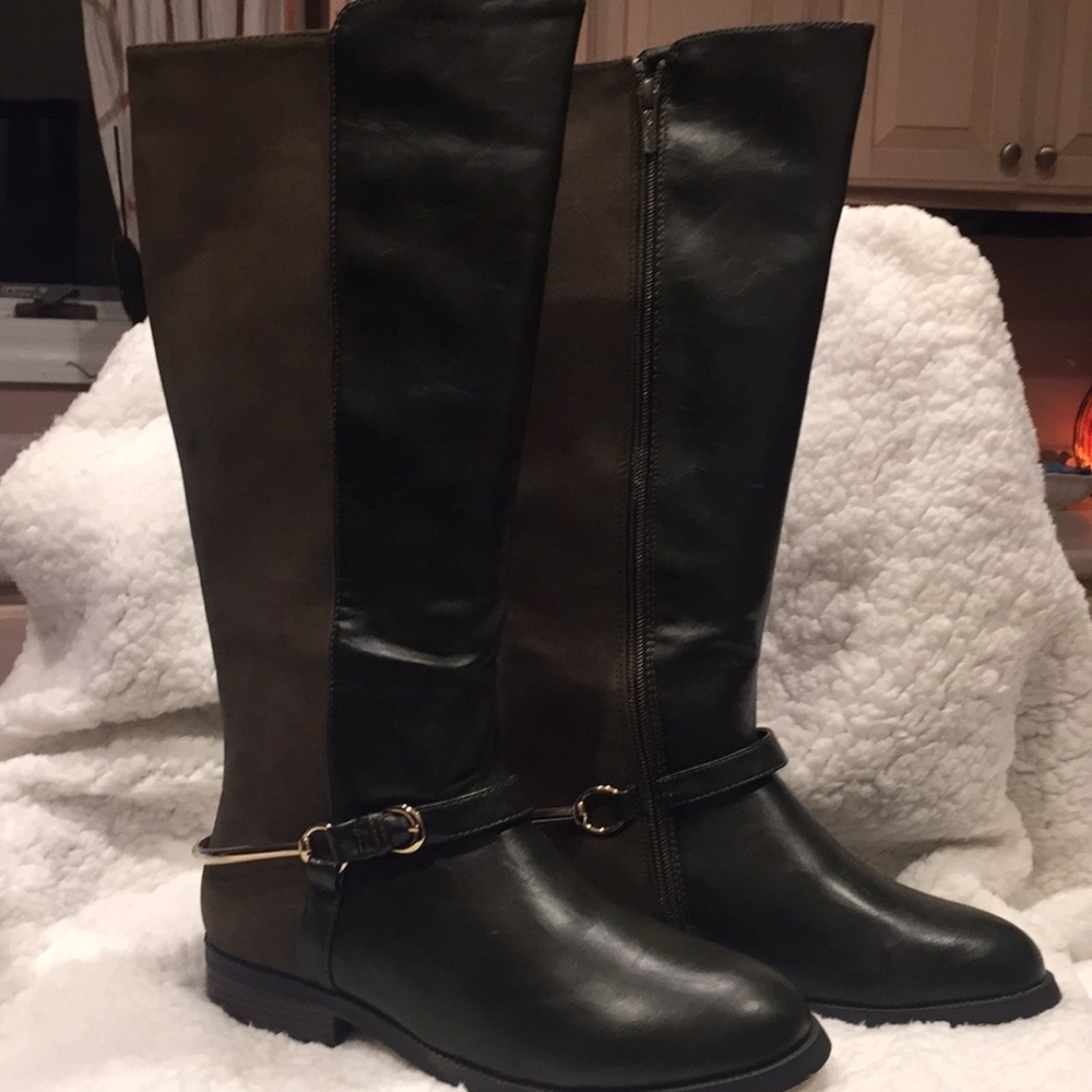 Wanted Stampede knee high khaki boots 7.5